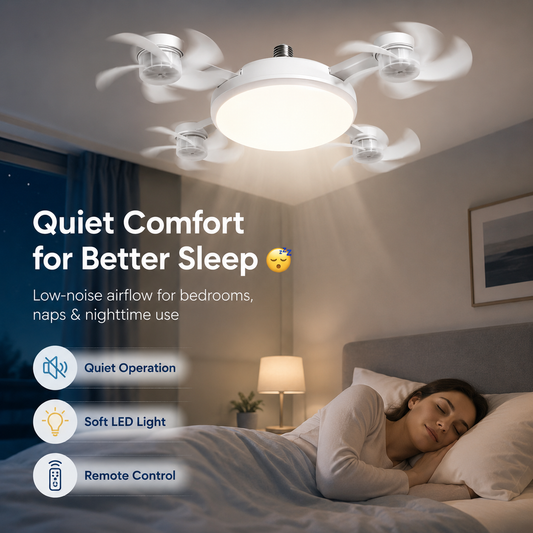 💡 E27 Socket Ceiling Fan Light – 2-in-1 LED Fan Bulb with Remote Control for Bedroom, Kitchen & Home Cooling